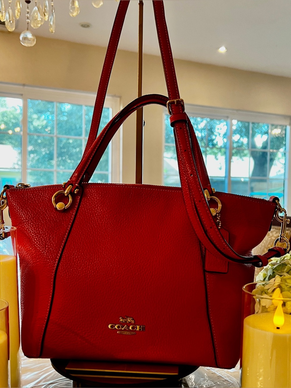 Coach Kacey Satchel C6229 Rouge Pink Pebble Leather Crossbody $378 MSRP - Picture 1 of 8